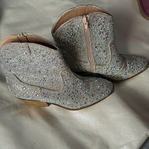 Sparkling Silver Ankle Boots